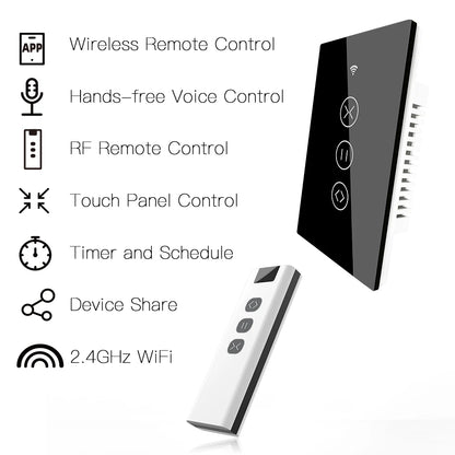 US EU WiFi RF433 Smart Touch Vorhang Rollos Motorschalter Tuya Smart Life App Fernbedienung Funktioniert mit Alexa Google Home.