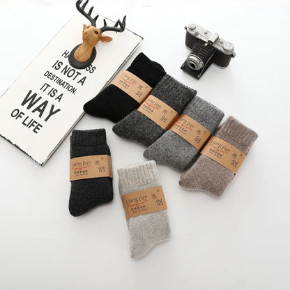 Super Thicker Solid Socks Merino Wool Rabbit Socks Snow calceta hombre skarpety meskie Warm Funny Happy Winter Male Men Socks.
