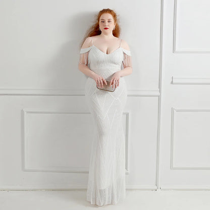 18581-S#2021 New Arrival Anti-wrinkle Sustainable Sequin Dress Women Sexy MomSuper Size Dress,   Fat Lady.  Plus Size Dress.