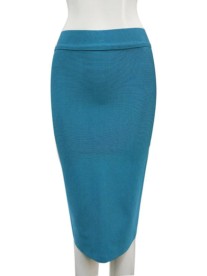 16 Colors High Quality Tight Pink Green Black Rayon Knee Length Bandage Skirt Night Club Party Skirt.