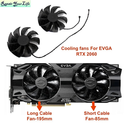 VGA Graphics Card Fans for EVGA GeForce RTX 2060 XC Ultra Gaming 6GB GDDR6 Dual HDB 06G-P4-2166-KB PLA09215S12H PLD09220S12HS.