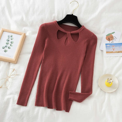2025 Fashion Hollow Out Women Sweaters Autumn Winter Tops Slim Women Pullover Knitted Sweater Basic Solid Jumper Soft Warm Pull.