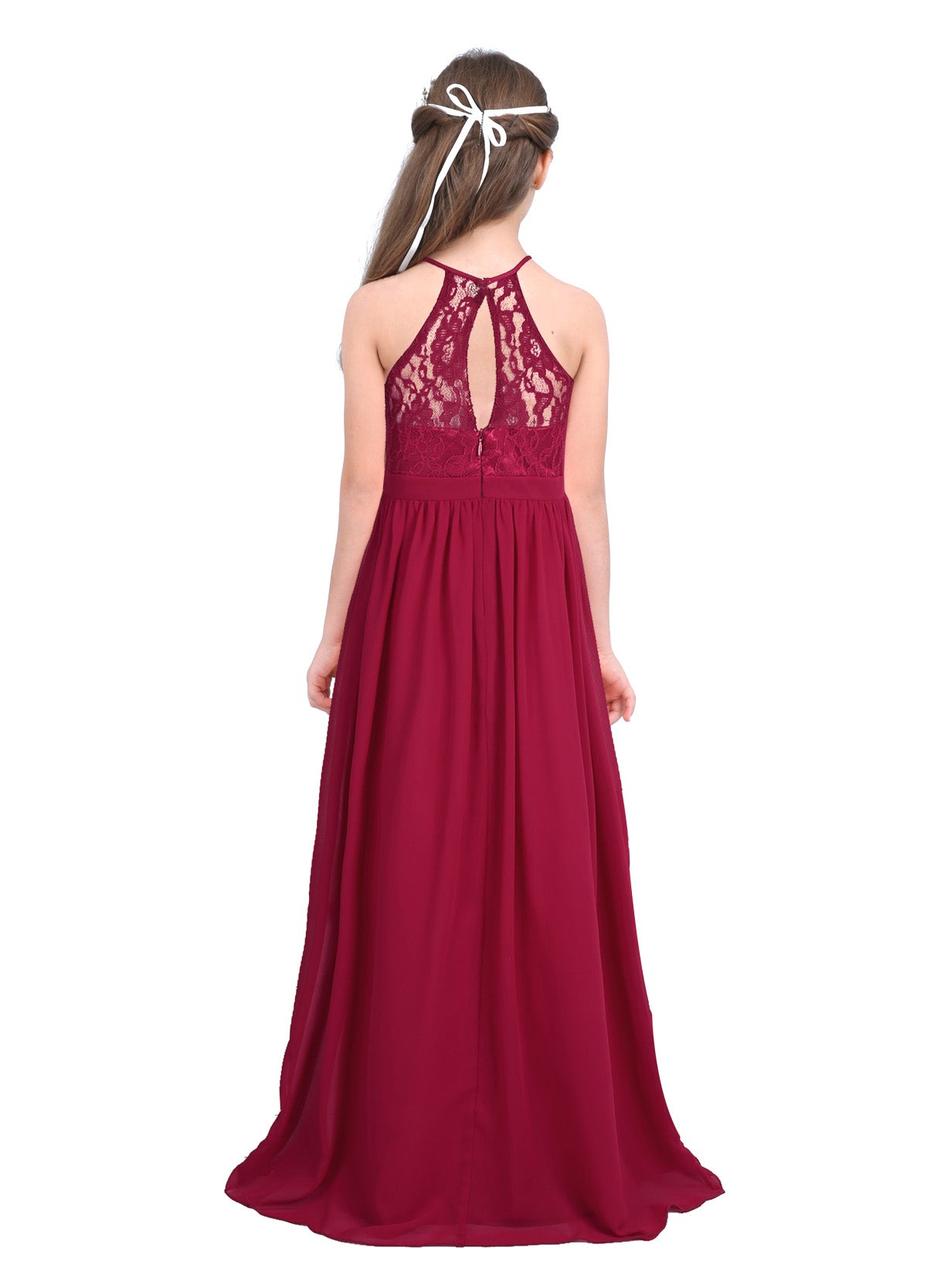 Sommer Mode Blume Mädchen Kleid Hochzeit Geburtstag Party Kinder Lange Kleid Vestido Elegante Halter Neck Floral Spitze Prinzessin Kleid.