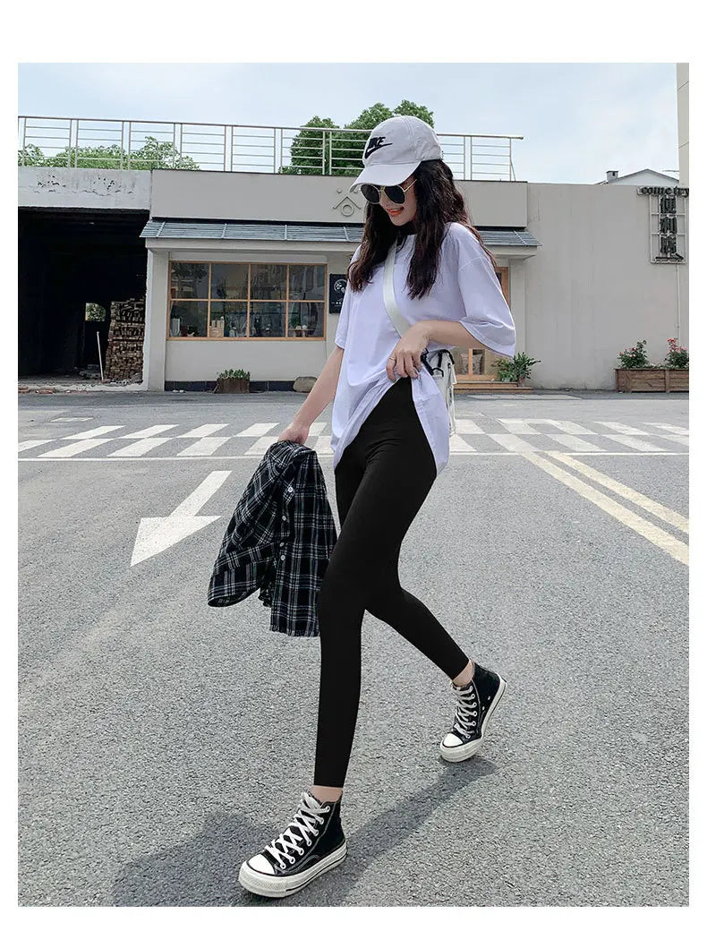 BIVIGAOS Micro Pressure Sharkskin Leggings Women Black Fitness Shaping Hip Lifting Leggings Skinny Slim Sport Workout Leggings