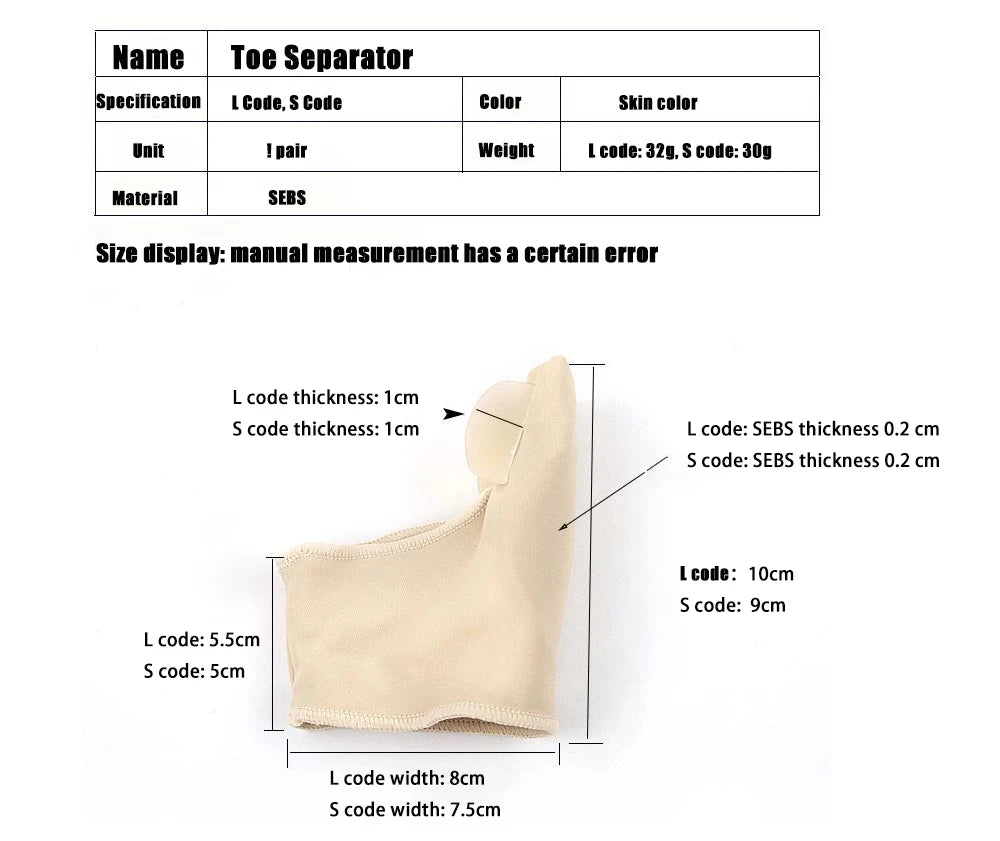 2Pcs=1Pair Toe Corrector Orthotics Foot Care Tools Bone Thumb Adjuster Hammer Protector Soft Pedicure Sock Bunion Straightener.