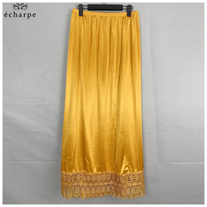 12pcs/1 dozen Muslim Women skirt Extender Slips Lace Skirts Knee Stretch High Waist Skater Flared Pleated Swing Skirt Loose.