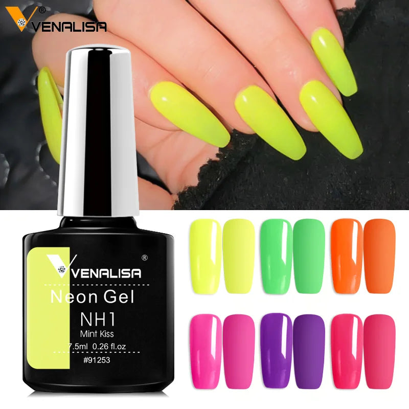 Venalisa New 7.5ml Neon Gel Nail Art Manicure Soak Off Camouflage Natural Nude Color Silicone Nail Gel Polish Lacquer Varnishes.