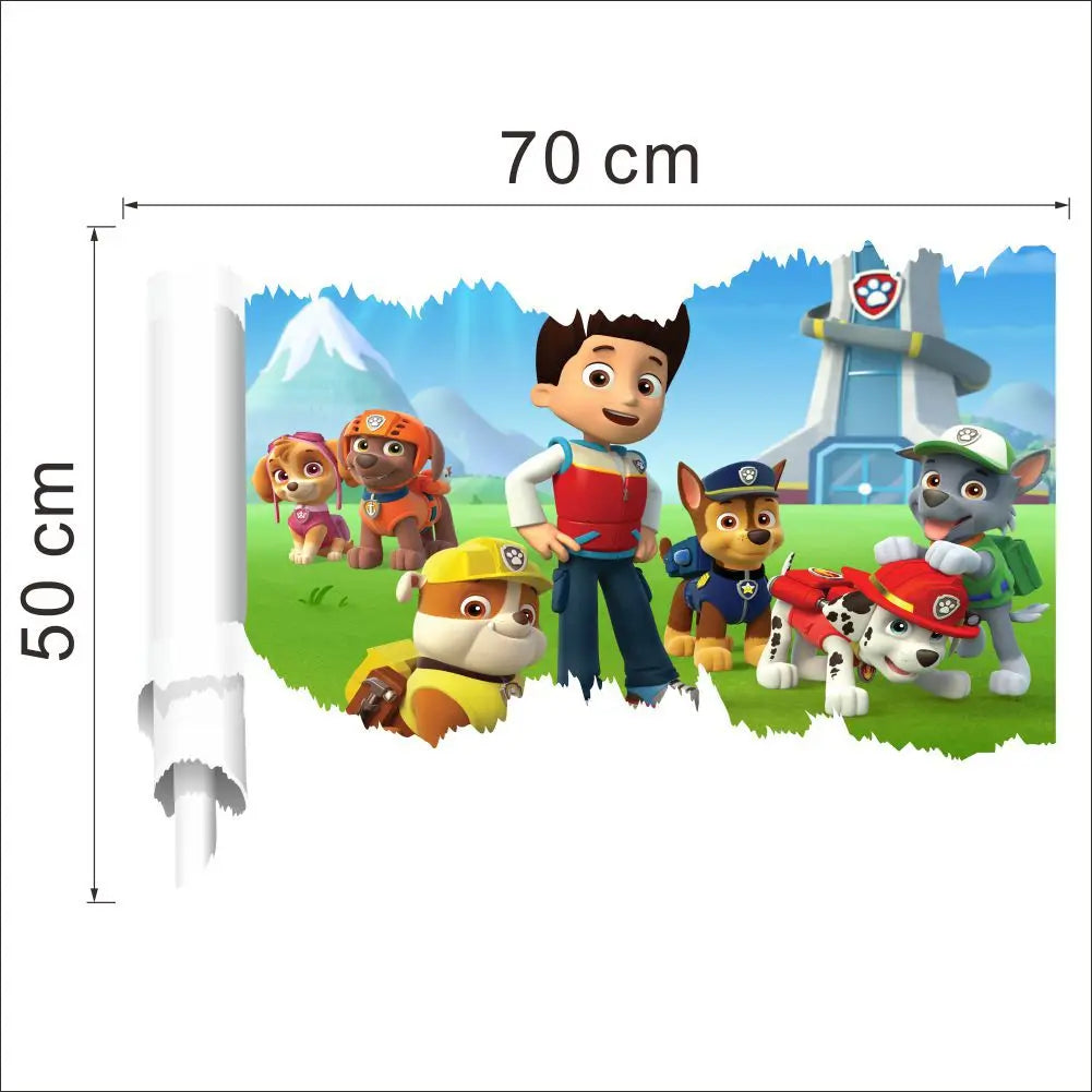 Disney 3D Cartoon  Pawed Wall Stickers For Kids Rooms Living Room Boys Girls Children Bedroom DIY Home Decor Patroling Car