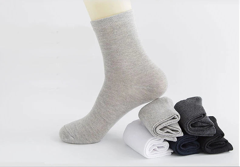 HSS 5/10 Pairs Men's Cotton Blend Socks Black Business Men Socks Soft Breathable Summer Winter for Male Socks Plus Size (6.5-14).