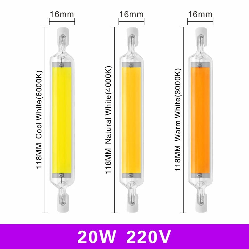 R7S LED Bulb 78mm 118mm 5W 8W 10W 20W R7S Spotlight 220V COB Lamp Glass Tube Replace 30W 50W 100W Halogen Light.