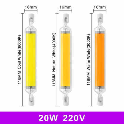 R7S LED Bulb 78mm 118mm 5W 8W 10W 20W R7S Spotlight 220V COB Lamp Glass Tube Replace 30W 50W 100W Halogen Light.