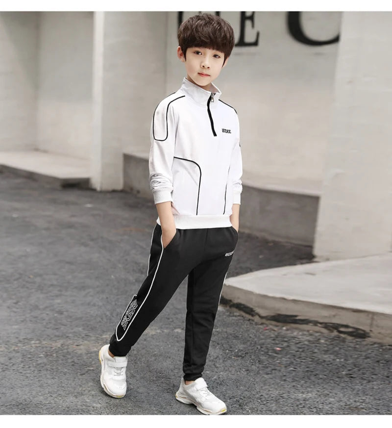 Spring Autumn Teenager Boys Clothing Sets Child Fashion Letter Sweatshirt + Pants 2Pcs Kids Tracksuit 4 5 6 7 8 9 10 11 12 Years.