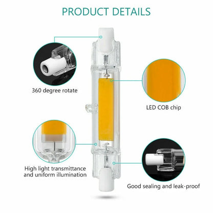 R7s LED 78mm 118mm 7W 12W 15W 25W Dimmable COB Bulbs Ceramic Glass Tube Light Ampoule Replacement Halogen Bombillas Spotlight.