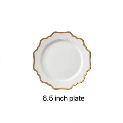 Multi Size Nordic Phnom Penh White Sun Flower Ceramic Plate Set Restaurant Wedding Household Bone China Western Steak Salad Dish.