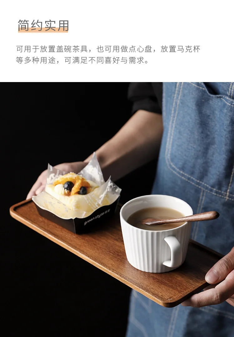 Rectangle Wooden Tea Tray Serving Table Plate Snacks Food Storage Dish for Hotel Home.