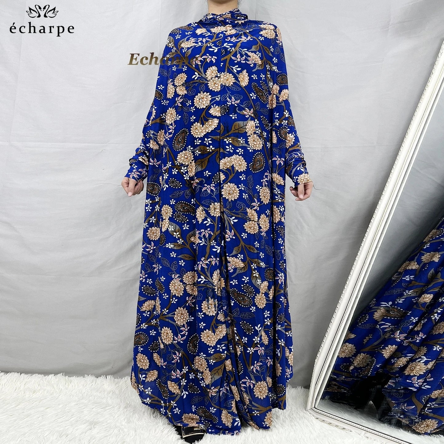 1 Pieces Muslim Hijabs Dress Women's Prayer Garment Dubai Abaya Arab Jibab Islam Flowers Djellaba Femmel Khimar Caftan Clothes