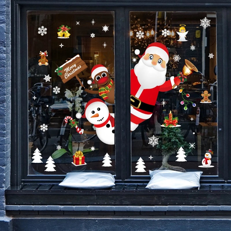 2025 Merry Christmas Wall Sticker Window Glass Merry Christmas Decor for Home Living Room Wall Decor 2026 Happy New Year Sticker.