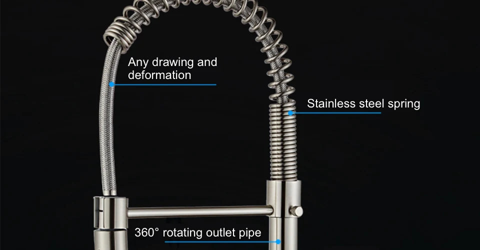 VGX Kitchen Faucet with Pull Down Sprayer Single Handle Mixer for Basin 360° Rotating Spring Style Taps Brass Chrome Gold Black