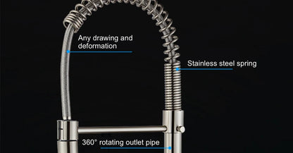 VGX Kitchen Faucet with Pull Down Sprayer Single Handle Mixer for Basin 360° Rotating Spring Style Taps Brass Chrome Gold Black