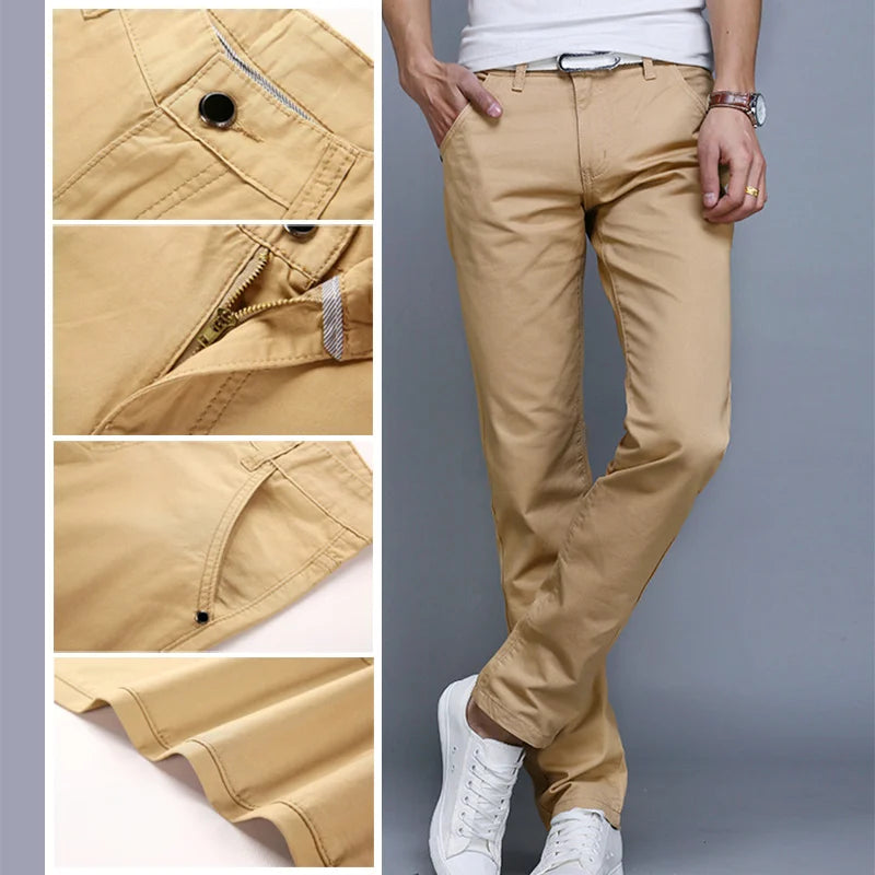 2022 Spring summer New Casual Pants Men Cotton Slim Fit Chinos Fashion Trousers Male Brand Clothing 9 colors Plus Size 28-38.