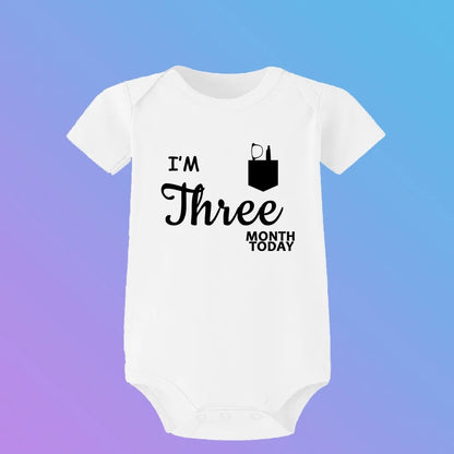 Monatlicher Meilenstein-Baby-Wachstums-Body, cooler Junge, 1–12 Monate, Einteiler, Babyparty, Geschenk, Monatsbilder, monatliche Overall-Kleidung.