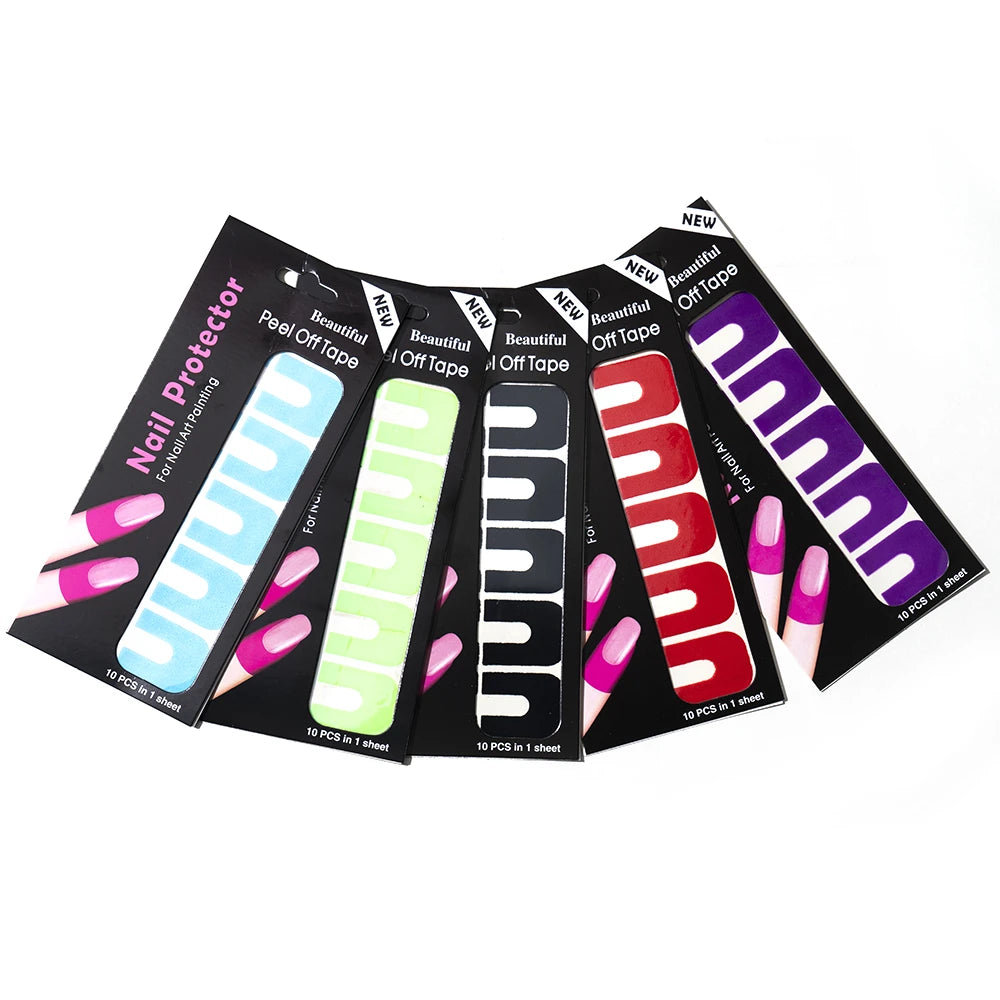 10/20/50 Pcs U-shape Spill-proof Anti-overflow Nail Polish Paint Varnish Peel Off Tape Finger Cover Nail Protector Stickers.