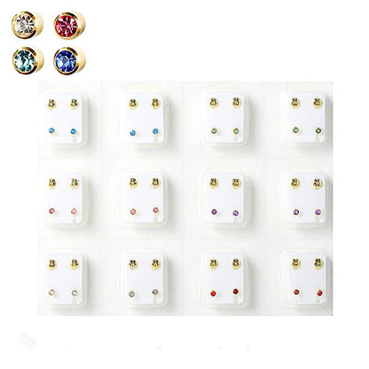 12Pairs Medical Earrings Piercing Tools Set Crystal Ear Stud Surgical Steel Stopper for Body Ear Piercing Gun Fashion Jewelry