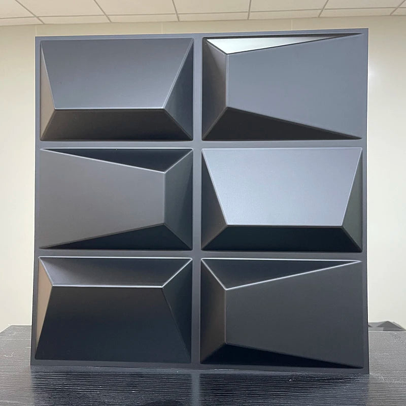 12PC 50x50cm 3d art plaster cut geometric diamond carved wood adhesive bottom wall 3d wall sticker 3d wall panel home decoration