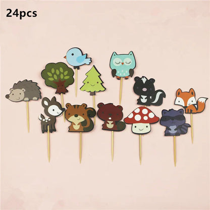 Dschungel Thema Partei Dekor Versorgung Einweg Geschirr Set Wald Tier Fuchs Hedgehog Ballon Baby Dusche Kid Geburtstag Kuchen Topper