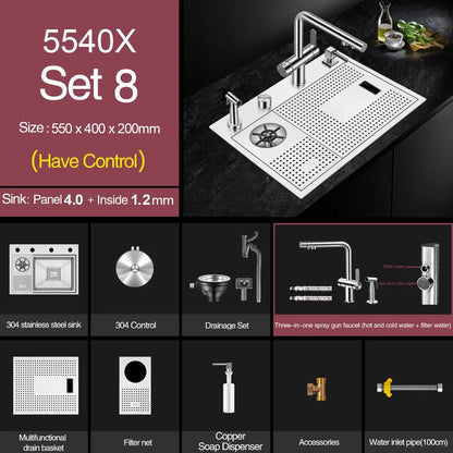 ASRAS Island Hidden kitchen Sink 304 Stainless Steel 4mm Thickness Handmade Brushed Sink High Pressure Cup Washer kitchen Sinks