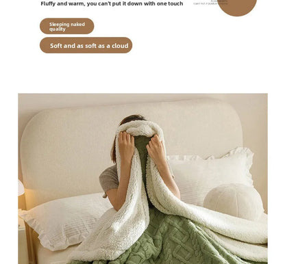 Lamb Fleece Double-Sided Velvet Blanket Double-Layer Thickened Woven Polyester Wearable Blanket