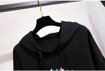 150Kg Plus Größe frauen Frühling Herbst Mit Kapuze Gedruckt Sweatshirt Büste 155cm 6XL 7XL 8XL 9XL 10XL Lange-ärmeln Top Schwarz Weiß.