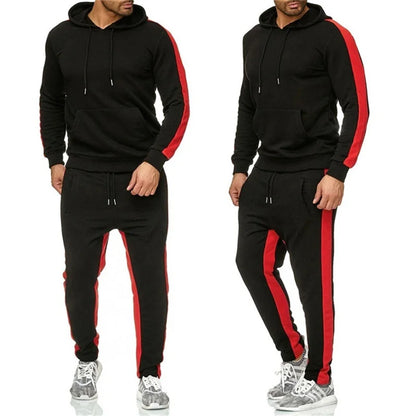 Männer 2 Stück Trainingsanzug Farbe Block Sweatsuit Streifen Casual Winter Langarm Warme Feuchtigkeit Wicking Atmungs Sportswear Anzug