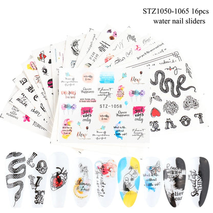 1Set Watercolor Xmas Flower Sticker Nail Decal Set Flamingo Letter Design Gel Manicure Decor Water Slider Foil CHSTZ683-706-1.