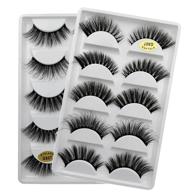 MEISHENJIE 5 pairs eyelashes 3d mink lashes natural long 1 box mink eyelashes 1cm-1.5cm 3d false eyelashes full strip lashes.