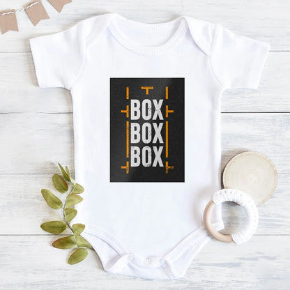 Neugeborenen-Body, kurzärmelig, Overall „Box Box Box“, Formel-1-Reifen-Compound-Design, Baby-Kleidung für Jungen, einfaches Kleinkind-Shirt, Rompe.