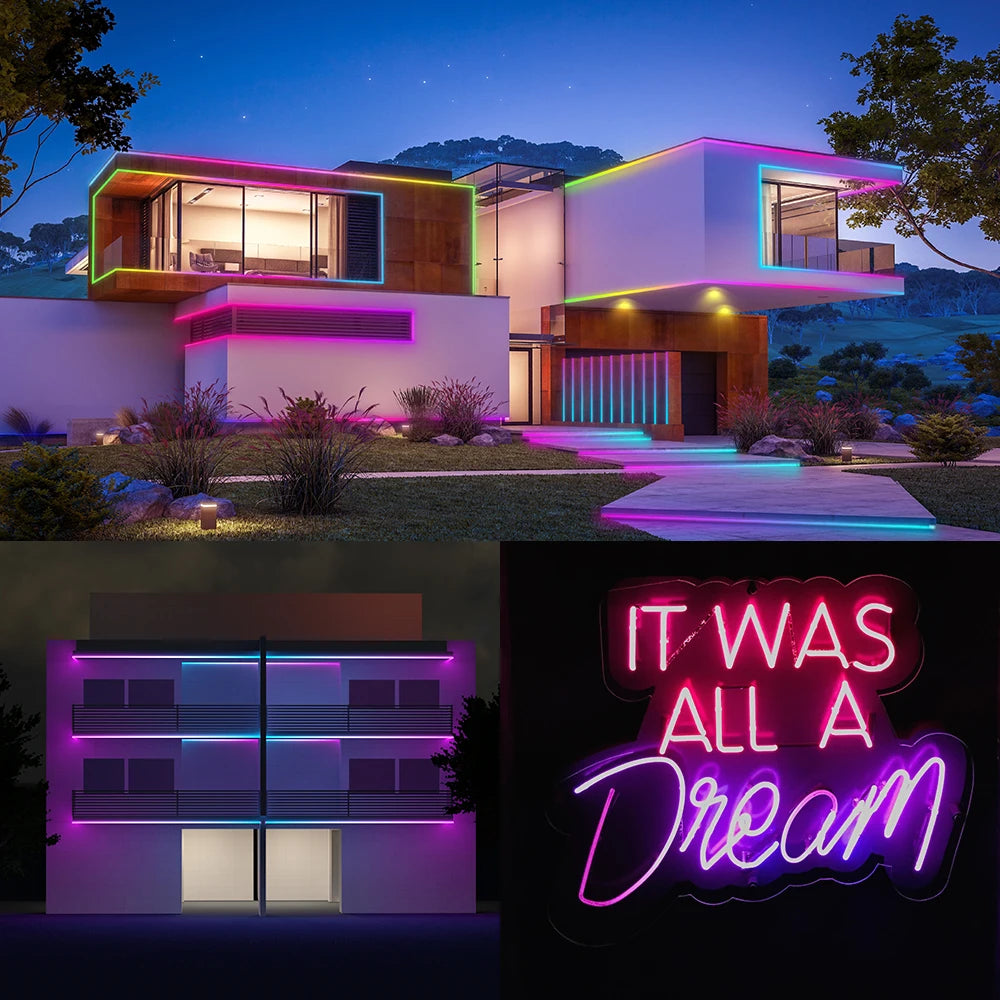 WS2812B WS2811 Neon Sign Tube SK6812 RGBW LED Strip Light Silica Gel 1m 2m 3m 4m 5m Flexible Neon Soft Lights Tube for Outdoors.