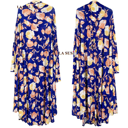 1 Pieces Muslim Hijabs Dress Women's Prayer Garment Dubai Abaya Arab Jibab Islam Flowers Djellaba Femmel Khimar Caftan Clothes