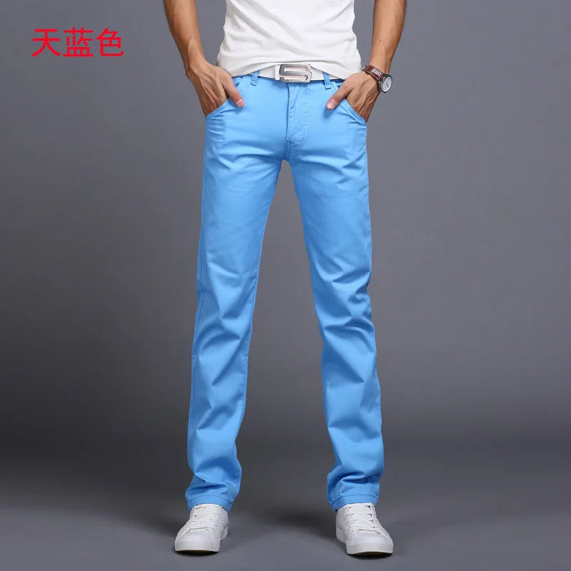 2022 Spring summer New Casual Pants Men Cotton Slim Fit Chinos Fashion Trousers Male Brand Clothing 9 colors Plus Size 28-38.
