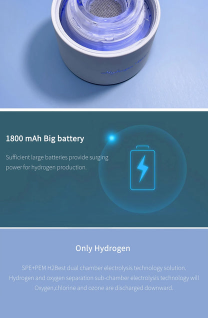 Max 3000ppb Hydrogen Rich Water Generator- 3 in 1 use(Breath with tube) DuPont SPE+PEM Dual Chamber H2 electrolysis Water Bottle.