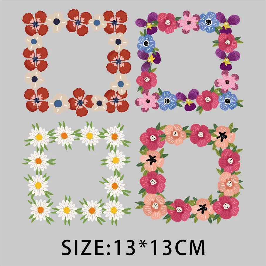 Cartoon Pflanze Blumen Aufkleber Wärmeübertragung PVC Patch Hitzeempfindliche Patches Bügelaufkleber auf Kleidung DIY Applikationen