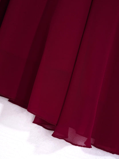 Elegantes Chiffon-Partykleid für Mädchen, schulterfrei, verstellbarer Spaghettiträger, bodenlanges Maxikleid für Hochzeit, Geburtstag, Abend.