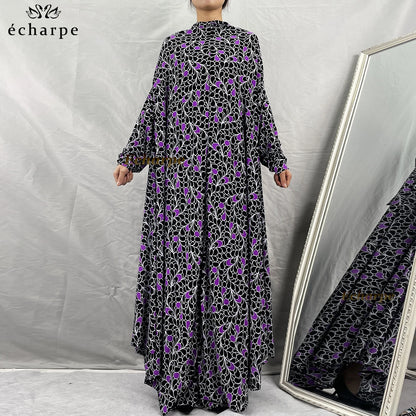 1 Pieces Muslim Hijabs Dress Women's Prayer Garment Dubai Abaya Arab Jibab Islam Flowers Djellaba Femmel Khimar Caftan Clothes