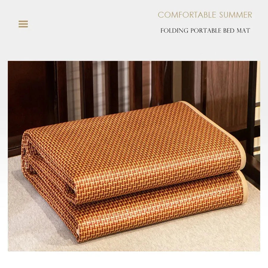 WOSTAR Summer bamboo rattan cooling mattress cool ice sleeping mat single double bed family cold sheet protection pad king size.