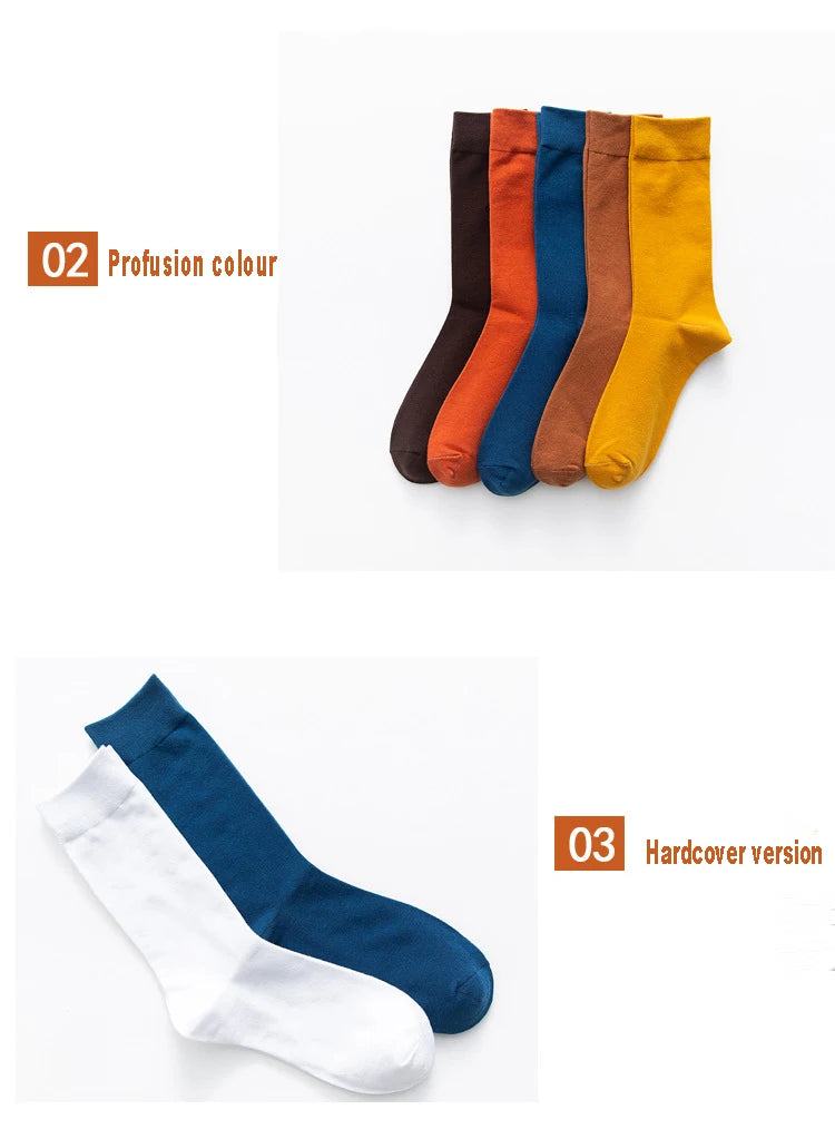 5Pairs New High Quality Business Casual Men Socks Black Men's Dress Long Socks Autumn Keep Warm Colorful Full Happy Socks Male.