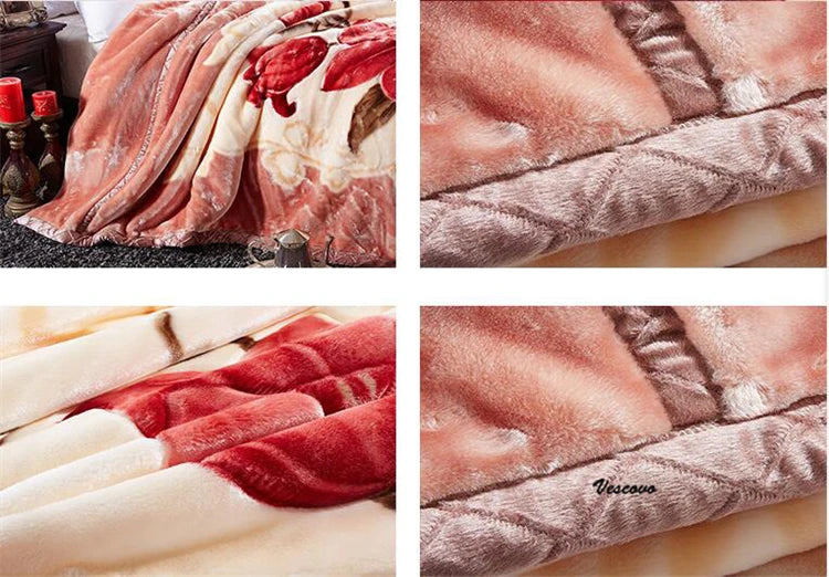 VESCOVO Queen Size Flannel Fleece Throw Blanket Soft Cashmere Blanket King Size Warm Quilt Bedspread 220*240.
