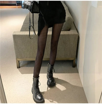Fashion New Women Tights Japanese Style Thin Black Pantyhose Thigh High Stockings Print Punk Club Night Party Fishnet Sexy Tight.