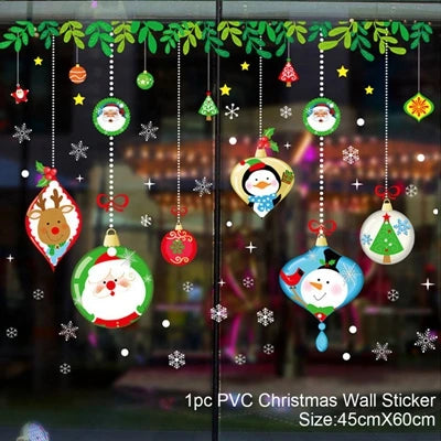2025 Merry Christmas Wall Sticker Window Glass Merry Christmas Decor for Home Living Room Wall Decor 2026 Happy New Year Sticker