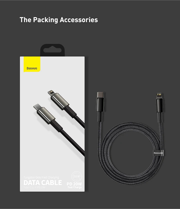 Baseus 20W USB C Cable for iPhone 14 13 11 8 XR PD Fast Charge for iPhone 12 SE USB Type C Cable Fast Charging for Macbook Cable