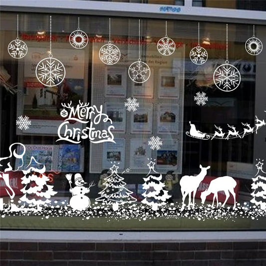 Celebrate Christmas Wall Stickers For Store Office Home Decoration White Xmas Festival Theme Wall Mural Art Diy Window Decals.